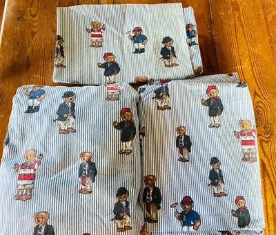 Винтажный комплект простыней Polo Bear Ralph Lauren из 3 предметов простыни на плоской резинке наволочка - Изображение 1 из 4