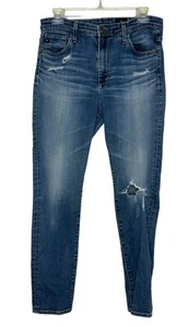 Pantalones de mezclilla AG Adriano Goldschmied The Stevie tobillo talla 30 ajustados rectos desgastados - Imagen 1 de 9