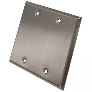 Placa de pared de 2 pandillas de audio sísmico en blanco acero inoxidable - para instalación de cables - Imagen 1 de 3