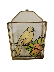Vintage Brass And Glass Wall Hanging Letter Holder Wall Pocket - Picture 1 of 1