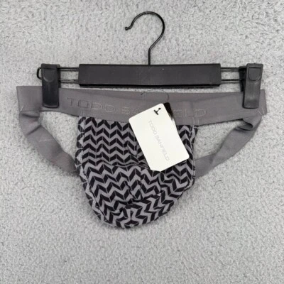 Todd Sanfield Jock Underwear mens Small Gray Black Thick Line Chevron Pima NEW - Image 1 of 4