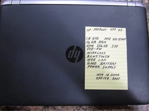 HP PROBOOK 455 G3 - 15.6" | AMD A10-8700 | 16GB RAM | 256GB SSD | WINDOWS 10 - Picture 1 of 9