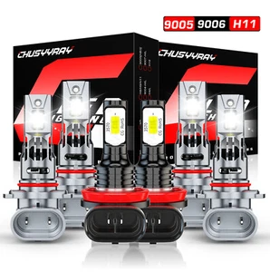 6PCS 9005 9006 H11 Combo LED Headlight Fog Lights Kit High Low Beam Bulbs White - Picture 1 of 20