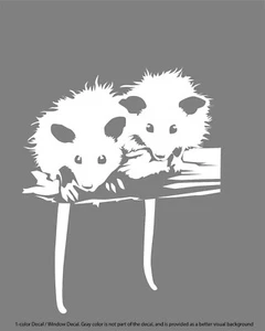 Animales - Vida silvestre - Impresionantes zarigüeyas - Calcomanía de ventana de vinilo troquelado - Negro/Blanco - Imagen 1 de 22