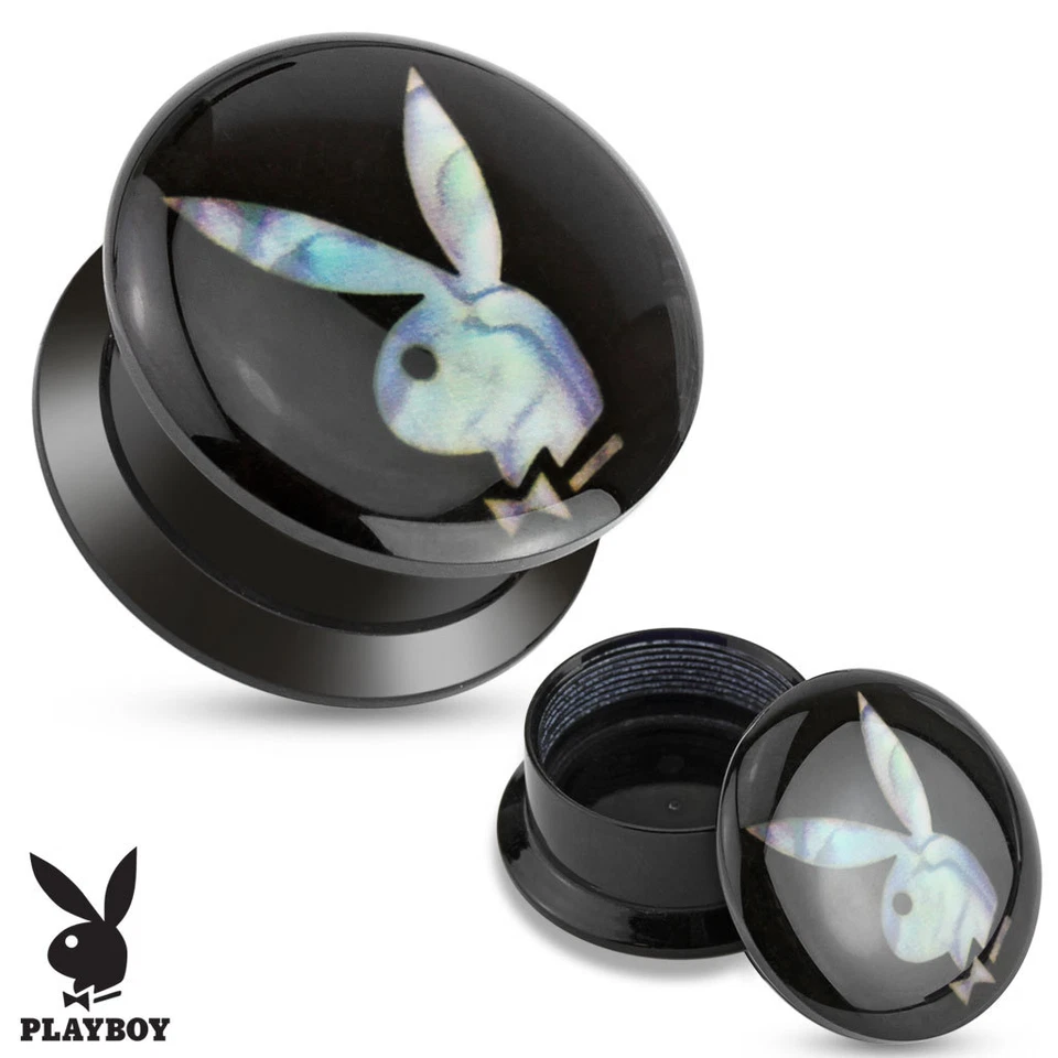 Officially Licensed Playboy Bunny Mother Of Pearl Inlay Screw Fit Stash Plugs - Image 1 of 1