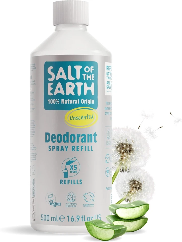 CRYSTAL SPRING CONSUMER DIVISION LTD Salt of the Earth - Natural Deodorant Spray Refill - Certified Natural, Vegan,