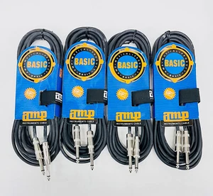 (4) Pack 15 ft Professional Low-Noise 1/4" to 1/4" Guitar Instrument Audio Cable - Picture 1 of 2