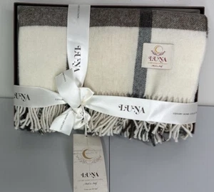 LUNA Plaid Throw Blanket Wool LUXURY HOME COLLECTION MADE IN ITALY 50" x 60" NEW - Picture 1 of 9