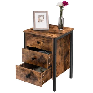HOOBRO End Table Side Table Nightstand with 2 drawer 15.6”L x 15.6”W x 24”H - Picture 1 of 6