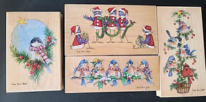 Carolyn Shores Wright Stamps Happen Rubber Stamp Lot Christmas Birds