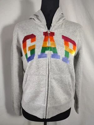 GAP Niños Unisex Gris Cremallera Sudadera con Capucha con Logo Arco Iris Talla XXL (14-16) Foto 1 de 4