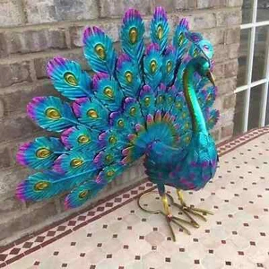Peacock Statue Garden Decor Metal Peacock Yard Art Lawn Decor Outdoor`sculpture. - Picture 1 of 24
