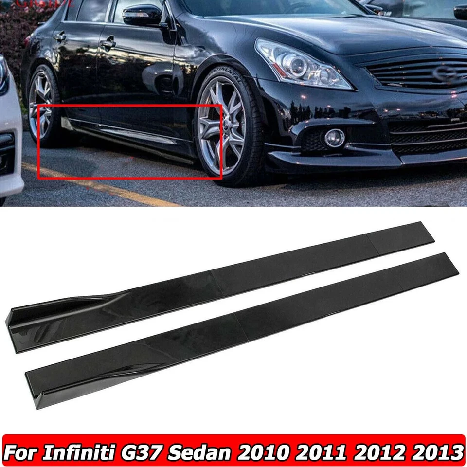 Divisores de extensión de faldones laterales negros brillantes 78,7" para Infiniti G37 sedán cupé Foto 1 de 4