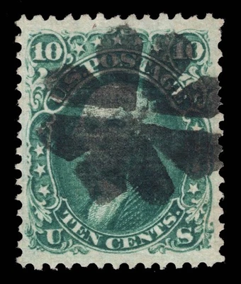 MOMEN: US STAMPS #89 E GRILL RED GRID CANCEL USED PSAG GRADED CERT 85 LOT #95417 - Image 1 of 4