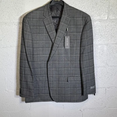 Michael Kors Men's Classic Stretch Plaid Sport Coat Blazer Black/White 52R $295 - Image 1 of 4