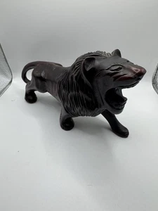 VTG Hand Carved Wood Lion Sculpture 10 Inch - Picture 1 of 11