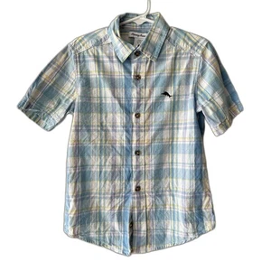 Tommy Bahama Blue Plaid Short Sleeve Shirt Size M 7/8 - Picture 1 of 4
