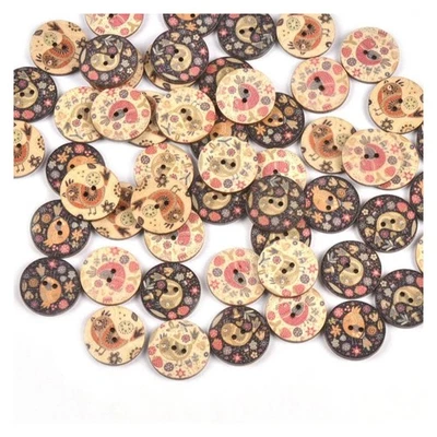 50x Bird Theme Wooden Buttons For Sewing Clothing Vintage Style Scrapbooking DIY - Image 1 of 4