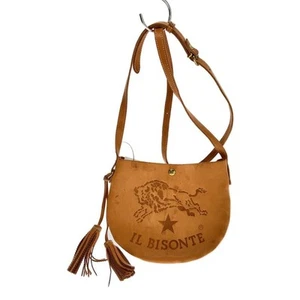 IL BISONTE Camel Leather Shoulder Bag Made in Italy Classic Style Used - Picture 1 of 7