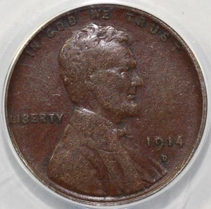 1914-D 1c Lincoln Cent ANACS F 15 - Picture 1 of 5