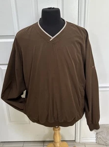 Cabela’s Windcrest Brown Pullover V Neck Windbreaker Pockets Men’s L - Picture 1 of 11