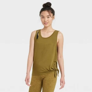 Women's Side-Tie Tank Top - JoyLab Army Green S - Picture 1 of 1