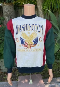 Vintage 1995 Licensed Washington DC Sweatshirt Crewneck Logo Mens M USA Patriot - Picture 1 of 7