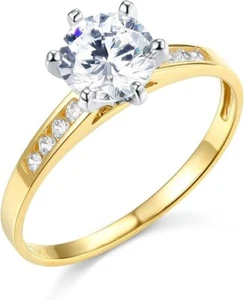 1.60 Ct Round Created Diamond Real 14K Yellow Gold Engage Wedding Ring Channel - Picture 1 of 3