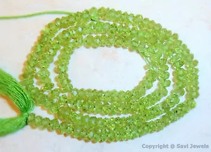 A+++ PERIDOTO micro sfaccettato RONDELL 3,5-4mm pietre preziose perline filo 14" - Foto 1 di 2