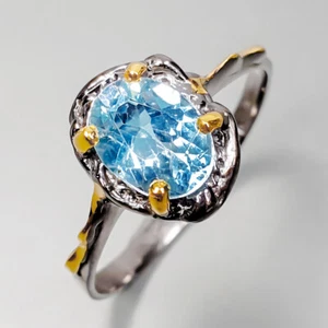 Irradiated Blue Topaz Silver 925 Sterling/ RVS334 - Picture 1 of 7