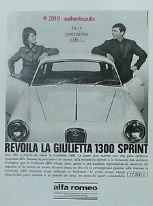 PUBLICITE ALFA ROMEO AUTOMOBILE GIULIETTA 1300 SPRINT DE 1964 FRENCH AD PUB - Bild 1 von 1