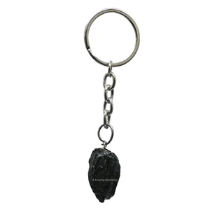 Llavero de cristal de turmalina negro crudo soporte para llaves - Imagen 1 de 8