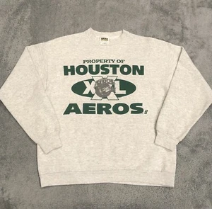 VTG 90s Tultex Tag Men’s L Houston Aeros NHL Hockey Crewneck Pullover Sweatshirt - Picture 1 of 7
