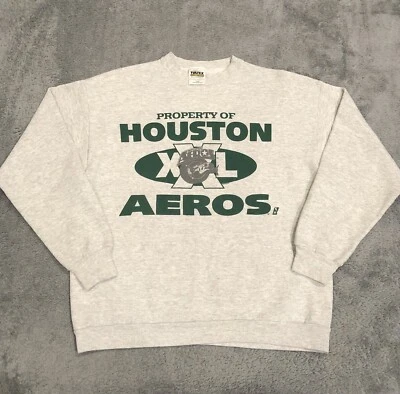 VTG 90s Tultex Tag Men’s L Houston Aeros NHL Hockey Crewneck Pullover Sweatshirt - Image 1 of 4