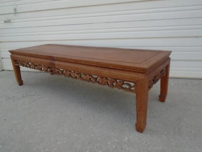 Carved Asian Coffee Table wood MING Chow Feet Chinese Meditation Ornate Teak ? - Image 1 of 4