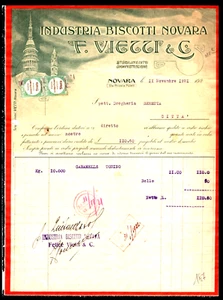 GF0187 - Rechnung: Industria Biscotti Novara Viezzi - Novara 1921 - Bild 1 von 1