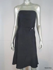 Laundry Strapless Dress Size 10 M Black Silk Aline Evening Formal Pleated Midi - Picture 1 of 9