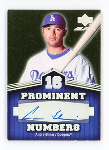 2007 UD Black Andre Ethier #PN-AE Prominent Numbers Autographs Auto /16 Dodgers