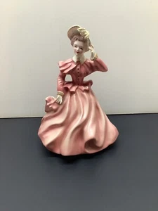 RARE Florence Ceramics Figurine Jeannette Brunette Light Mauve & Gold 8” - Picture 1 of 9