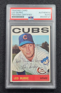 1964 LEO BURKE Signed Topps Baseball Card-CHICAGO CUBS-PSA