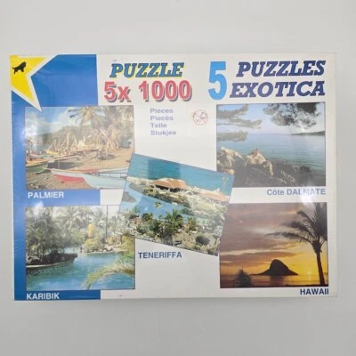 5 x 1000 Piece Jigsaw Puzzles Exotica Tenerife Croatia Hawaii More STILL SEALED - Image 1 of 4