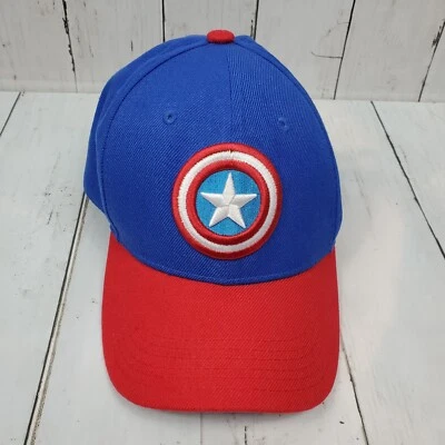 Captain America Marvel Cap Hat Adjustable Embroidered Baseball Blue Boys  - Image 1 of 4