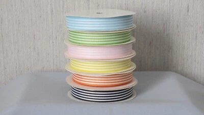 SALE!! 6 - 5/8" GROSGRAIN  RIBBONS - ASSORTED TAFFY STRIPES - 1 YARD @ - image 1 of 4