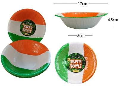 St Patricks Day Irish Ireland Flag 6" Paper Bowls Party Tableware Set 6 12 24 48 - Image 1 of 4