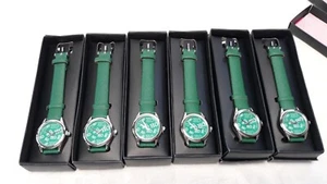 AVON Christmas Watch HoHoHo Set of 6 Green Faux Leather Band Boxed Great Gifts - Picture 1 of 14