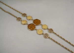 Collar Vintage Sarah Coventry Ámbar y Amarillo Paneles Lucita Tono Dorado SM1712 - Imagen 1 de 4