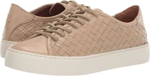 $228 NWB FRYE Sz7US LENA LEATHER WOVEN LOW LACE SNEAKERS CREAM - Picture 1 of 7