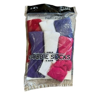 VTG Trend Basics 6 Pair Bobby Bobbie Socks NEW Colorful size 7-8 1/2 90s USA - Picture 1 of 5