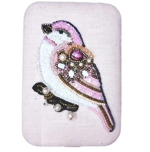 Jeweled Bird Pink Storage Box Pearl's Sequins Seed Beads Rhinestones - Picture 1 of 9