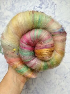Hand Carded Wild Art Batt. Luxury Mixed Fibre Blend For Spinning Felting E1 - Picture 1 of 5